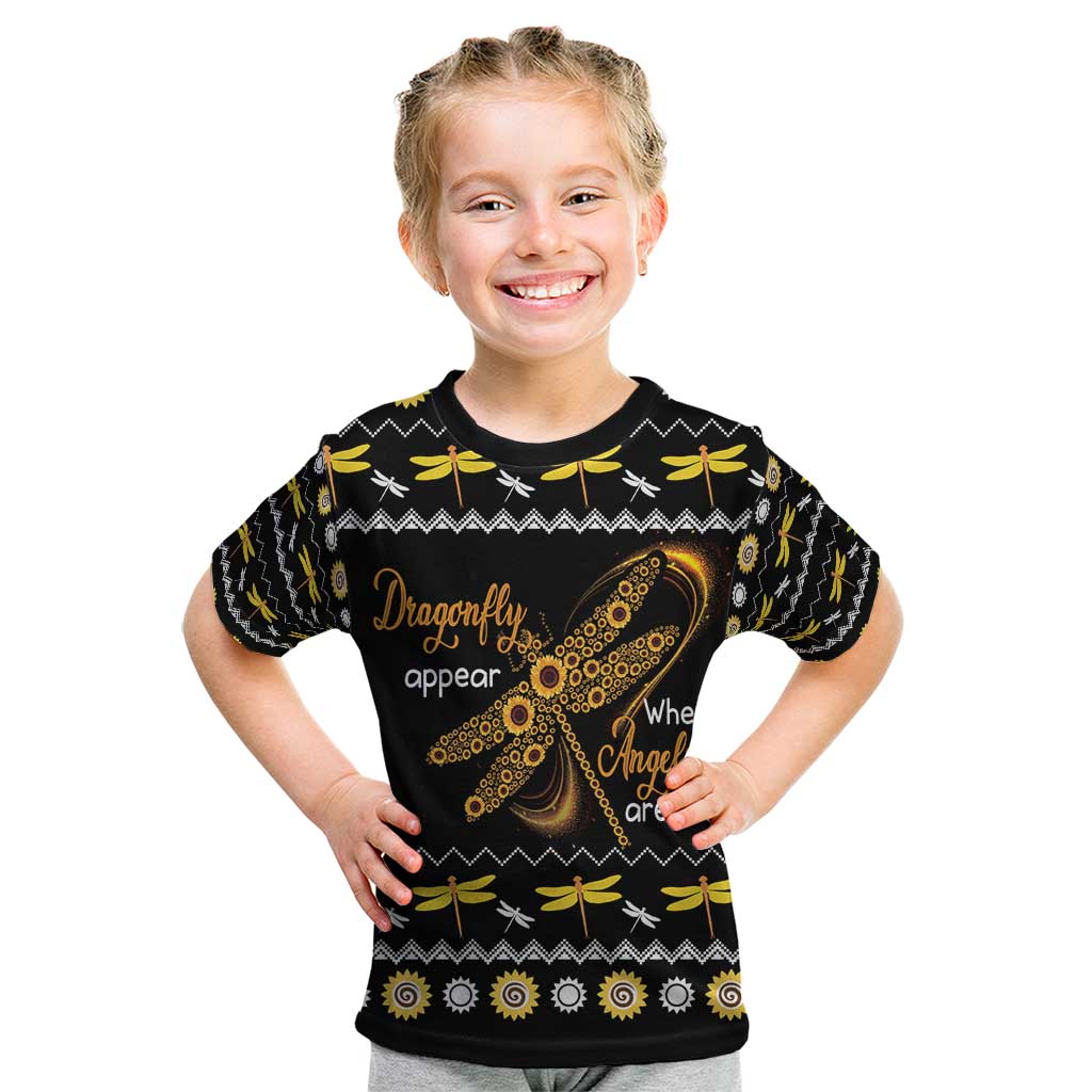 Dragonfly Sunflower Kid T Shirt Dragonfly Appear When Angels Are Near - Wonder Print Shop