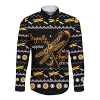 Dragonfly Sunflower Long Sleeve Button Shirt Dragonfly Appear When Angels Are Near - Wonder Print Shop