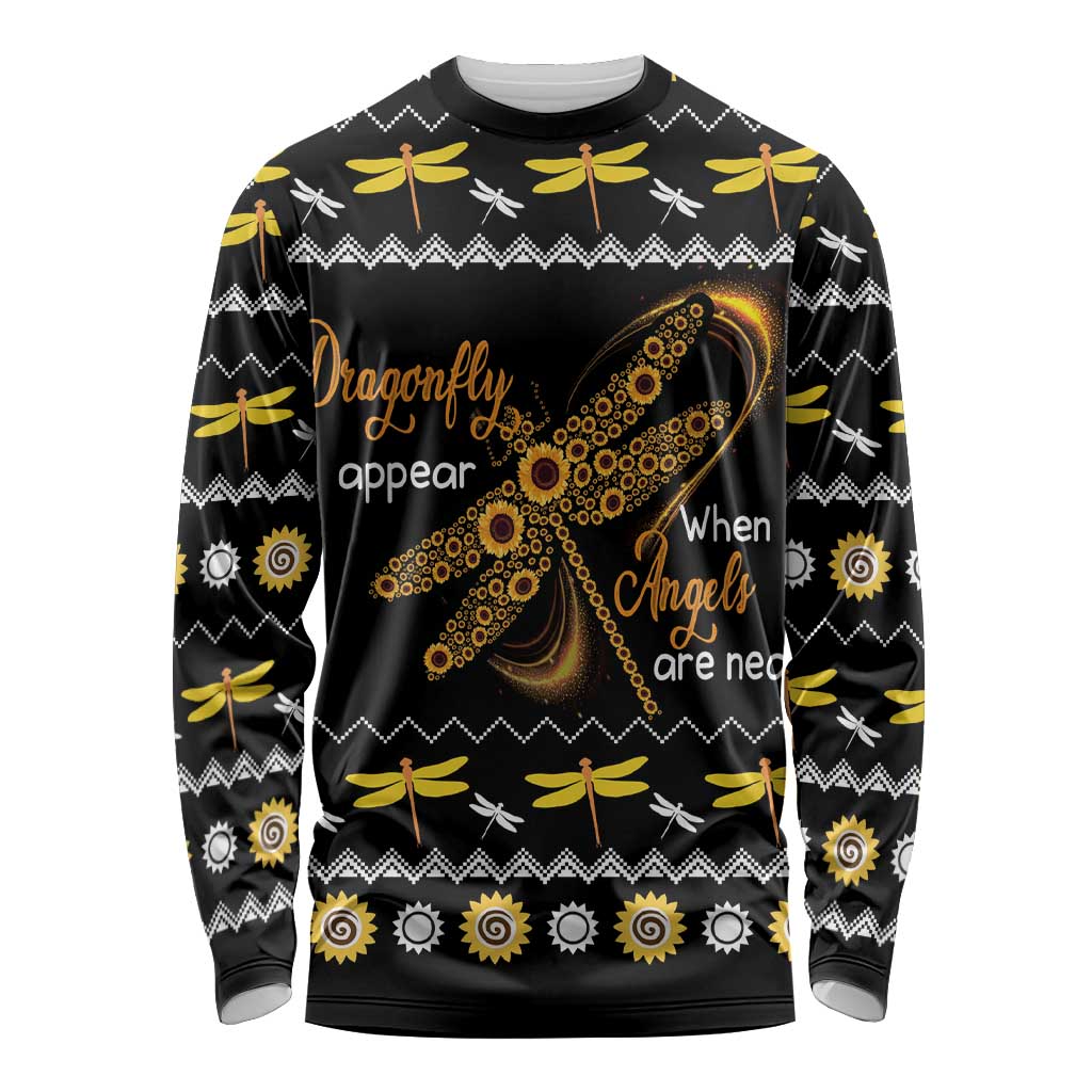 Dragonfly Sunflower Long Sleeve Shirt Dragonfly Appear When Angels Are Near - Wonder Print Shop