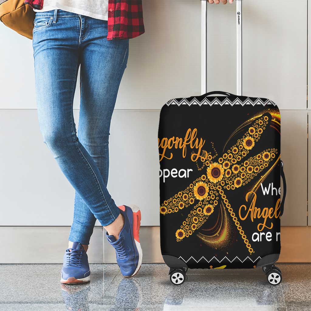Dragonfly Sunflower Luggage Cover Dragonfly Appear When Angels Are Near - Wonder Print Shop