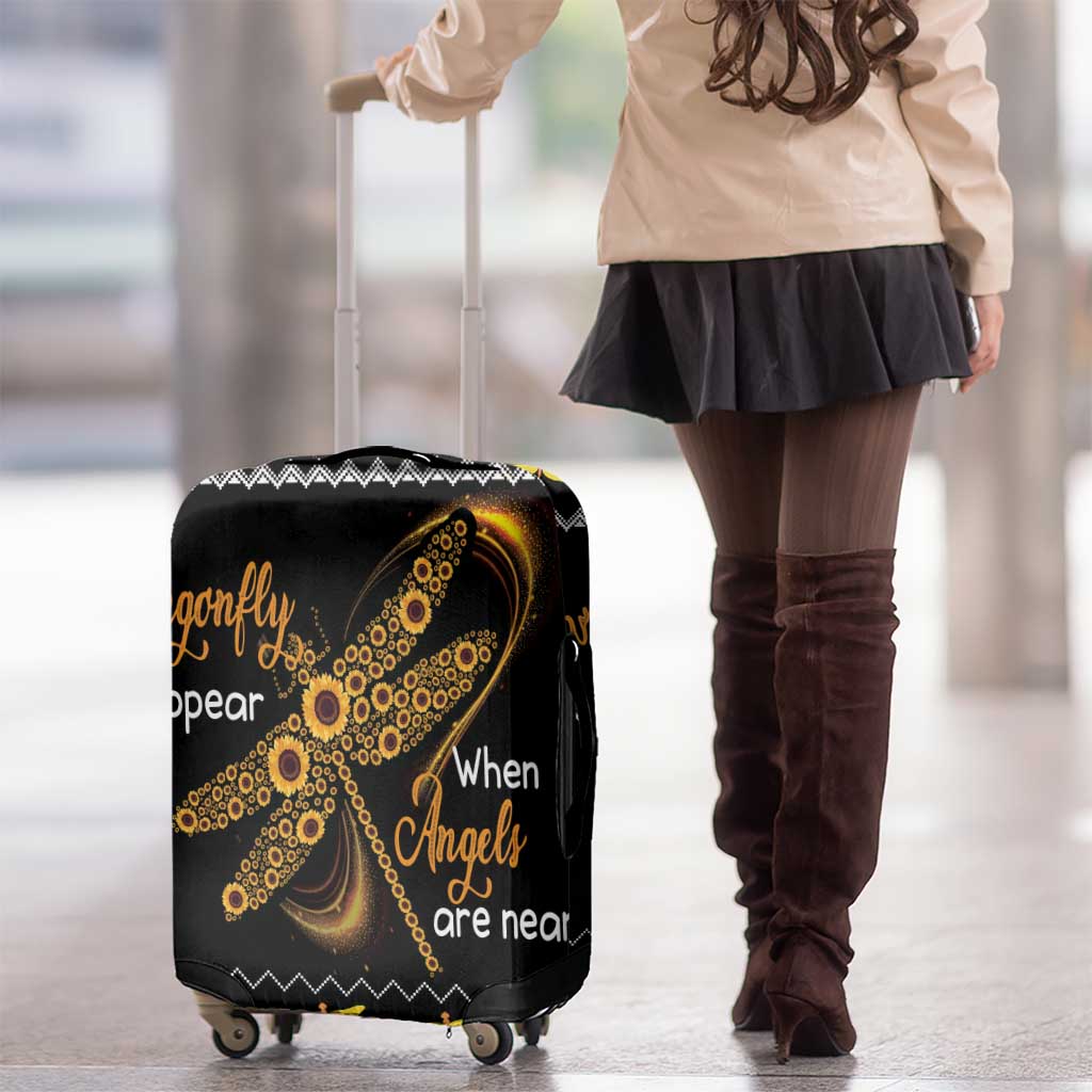 Dragonfly Sunflower Luggage Cover Dragonfly Appear When Angels Are Near - Wonder Print Shop