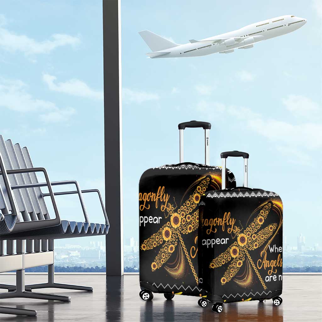 Dragonfly Sunflower Luggage Cover Dragonfly Appear When Angels Are Near - Wonder Print Shop