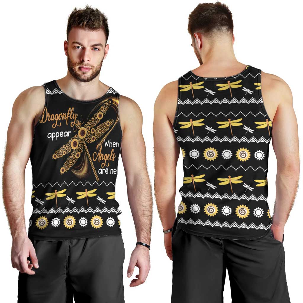 Dragonfly Sunflower Men Tank Top Dragonfly Appear When Angels Are Near - Wonder Print Shop