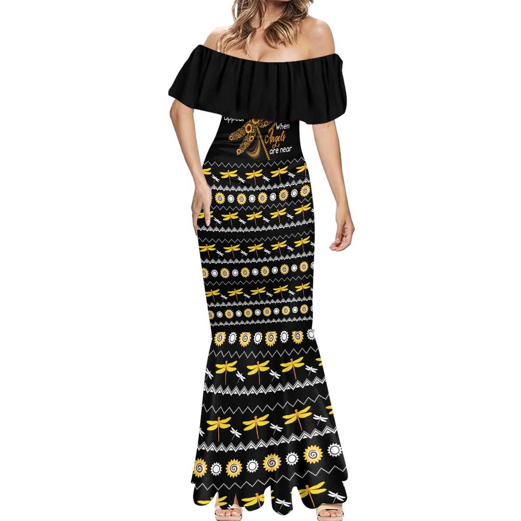 Dragonfly Sunflower Mermaid Dress Dragonfly Appear When Angels Are Near - Wonder Print Shop