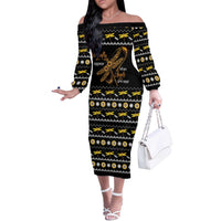 Dragonfly Sunflower Off The Shoulder Long Sleeve Dress Dragonfly Appear When Angels Are Near - Wonder Print Shop