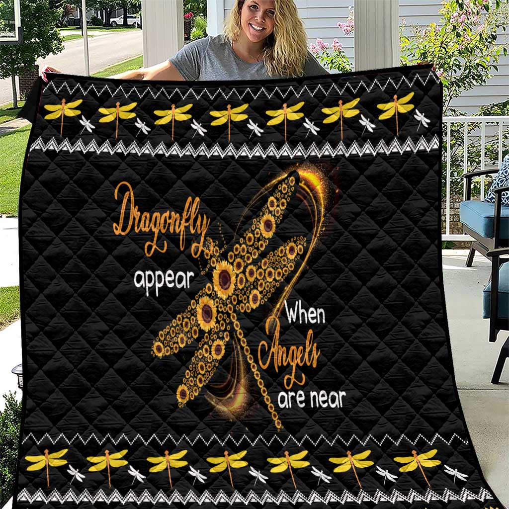 Dragonfly Sunflower Quilt Dragonfly Appear When Angels Are Near - Wonder Print Shop