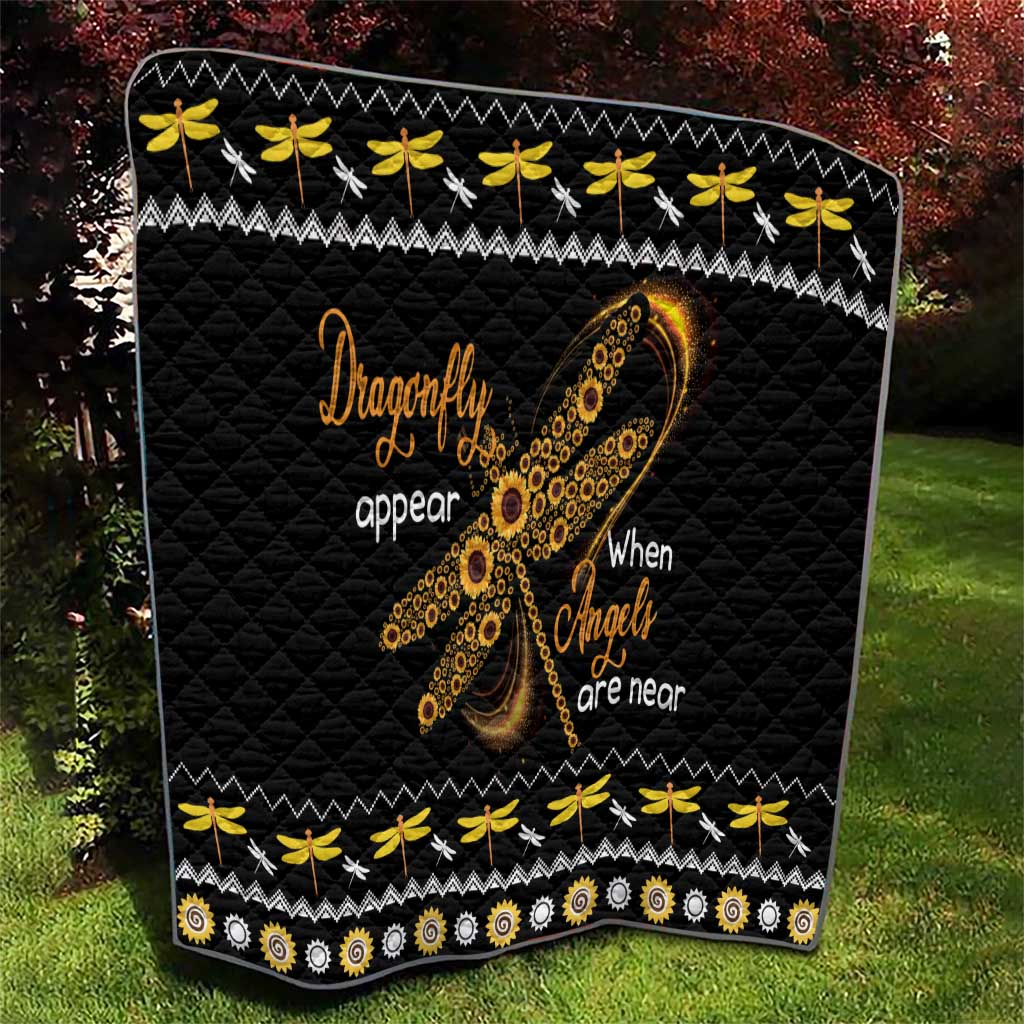 Dragonfly Sunflower Quilt Dragonfly Appear When Angels Are Near - Wonder Print Shop