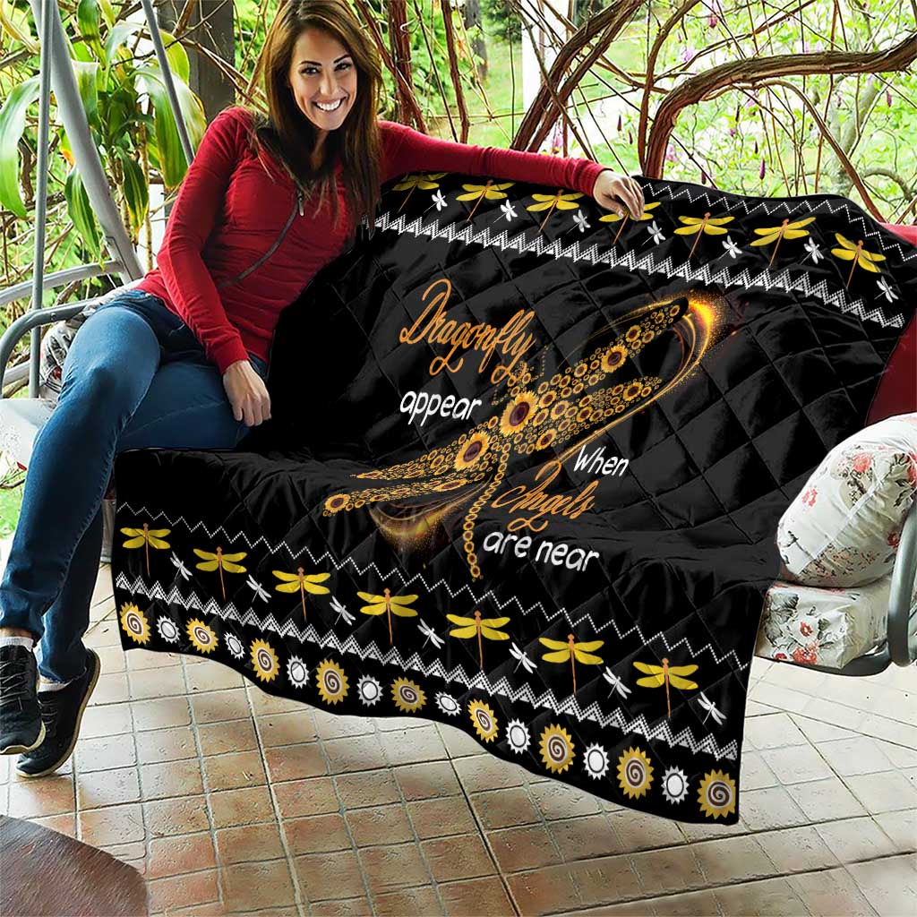 Dragonfly Sunflower Quilt Dragonfly Appear When Angels Are Near - Wonder Print Shop