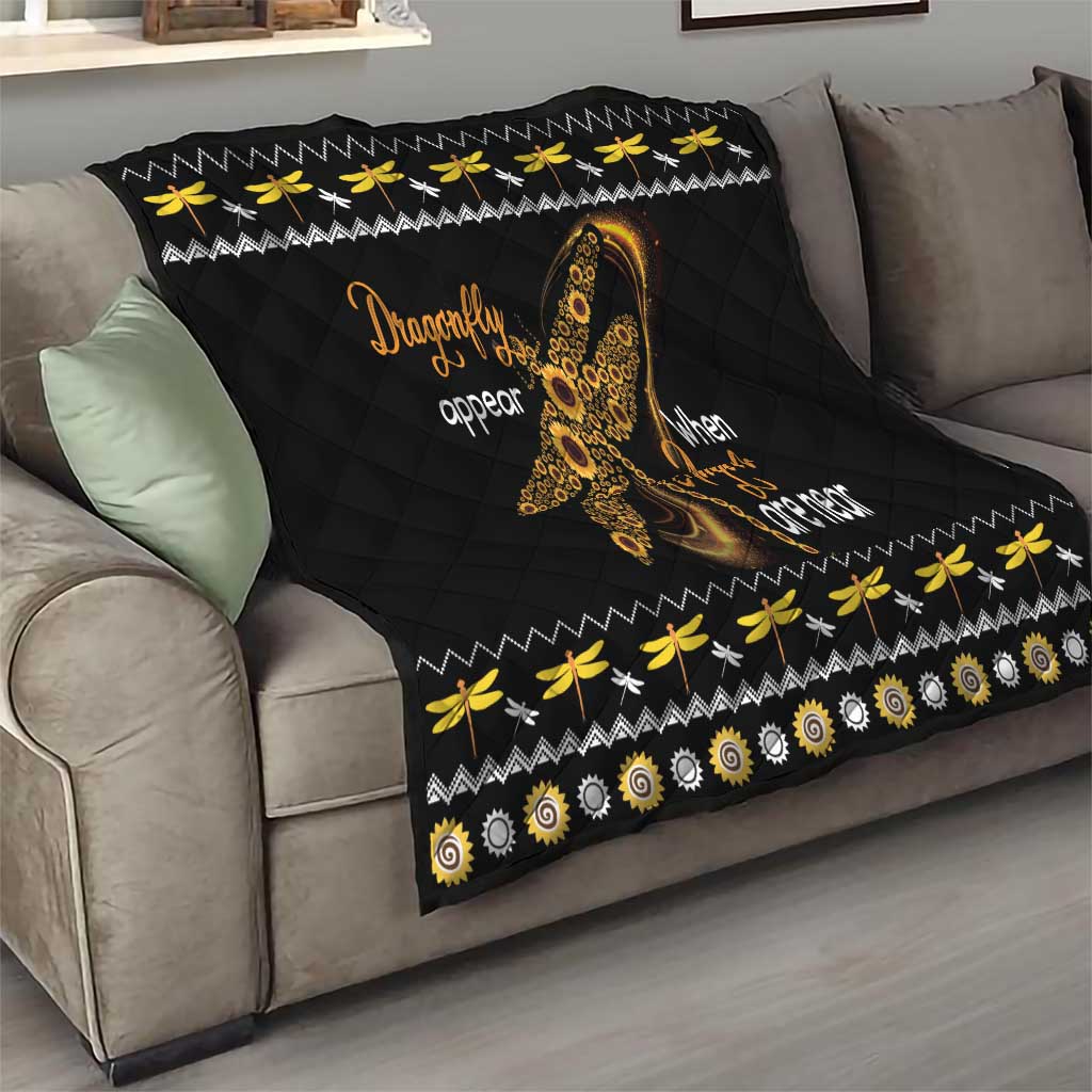 Dragonfly Sunflower Quilt Dragonfly Appear When Angels Are Near - Wonder Print Shop