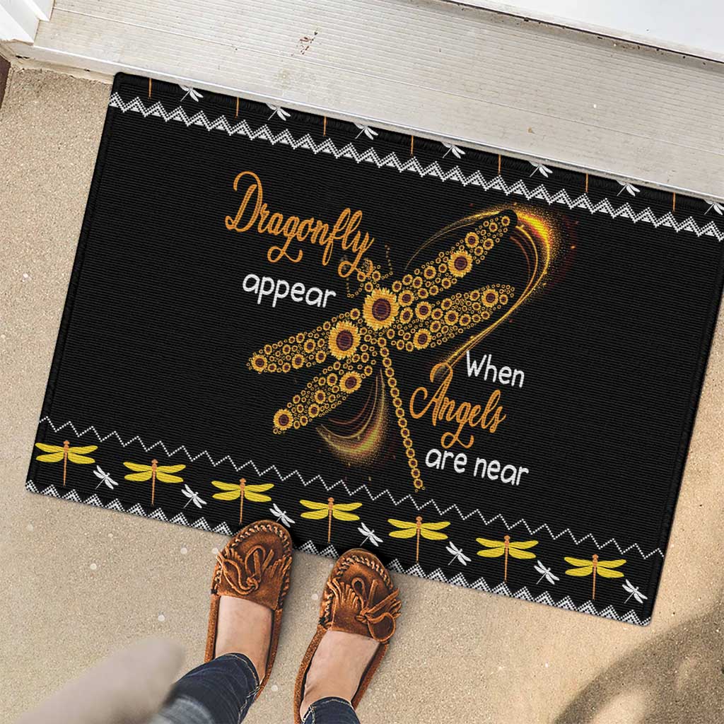 Dragonfly Sunflower Rubber Doormat Dragonfly Appear When Angels Are Near - Wonder Print Shop