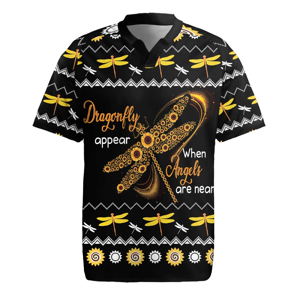Dragonfly Sunflower Rugby Jersey Dragonfly Appear When Angels Are Near - Wonder Print Shop