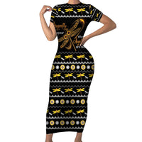 Dragonfly Sunflower Short Sleeve Bodycon Dress Dragonfly Appear When Angels Are Near - Wonder Print Shop