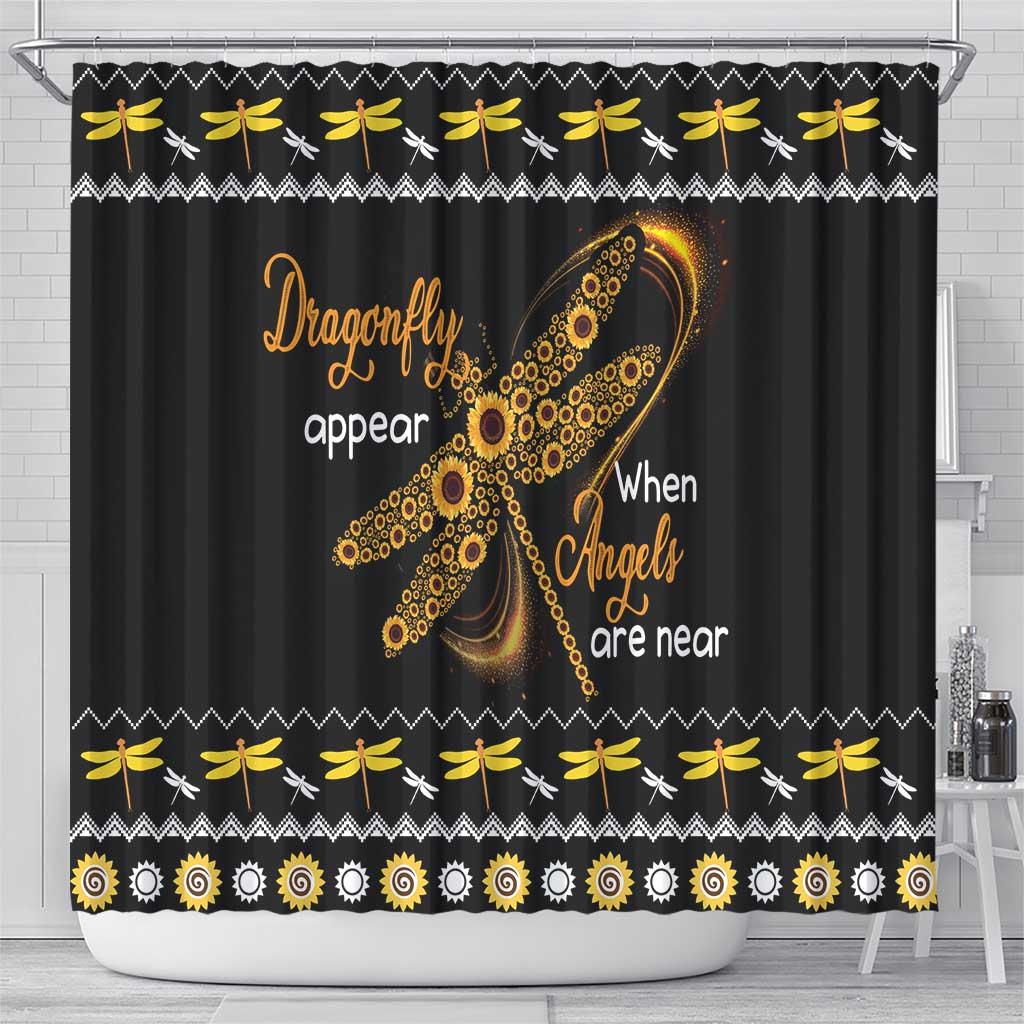 Dragonfly Sunflower Shower Curtain Dragonfly Appear When Angels Are Near