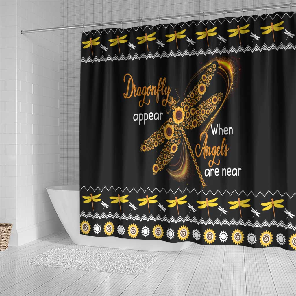 Dragonfly Sunflower Shower Curtain Dragonfly Appear When Angels Are Near
