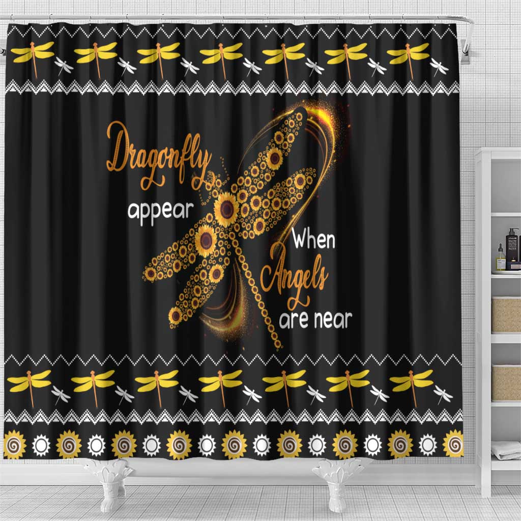 Dragonfly Sunflower Shower Curtain Dragonfly Appear When Angels Are Near