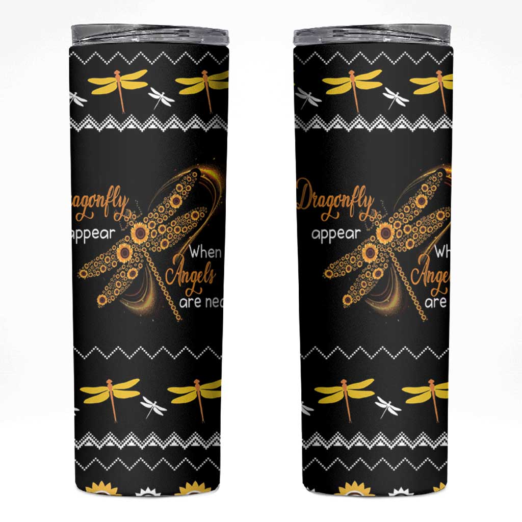 Dragonfly Sunflower Skinny Tumbler Dragonfly Appear When Angels Are Near - Wonder Print Shop