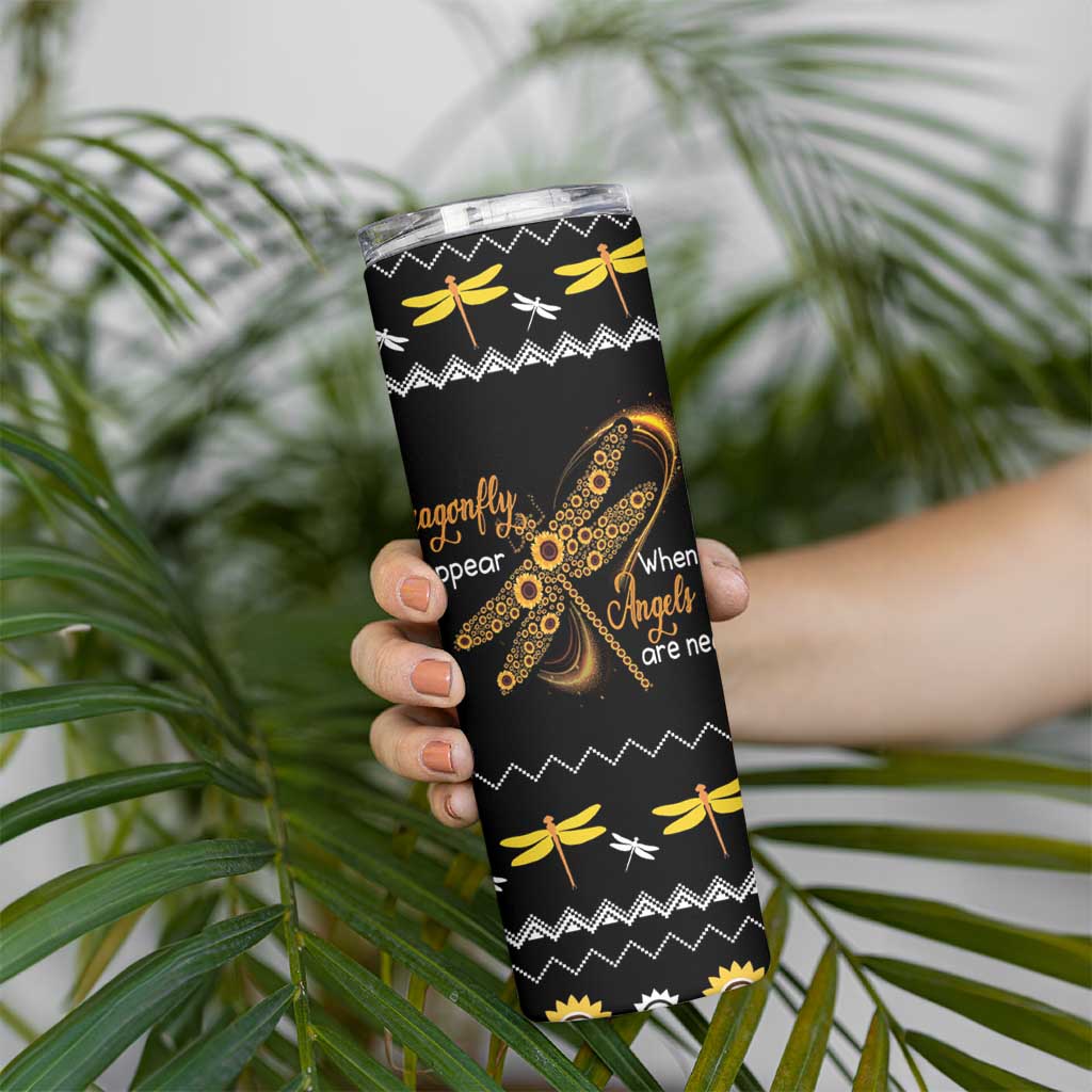 Dragonfly Sunflower Skinny Tumbler Dragonfly Appear When Angels Are Near - Wonder Print Shop