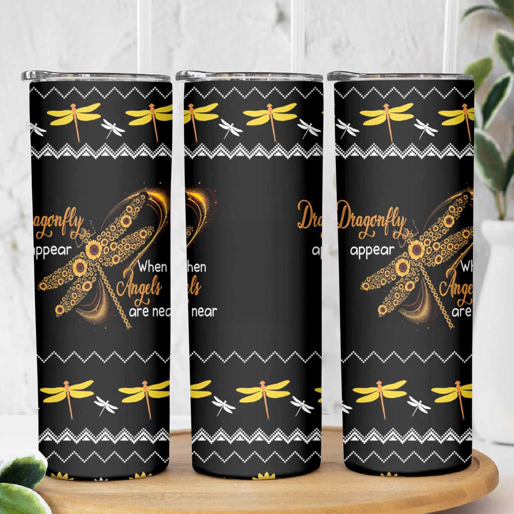 Dragonfly Sunflower Skinny Tumbler Dragonfly Appear When Angels Are Near - Wonder Print Shop