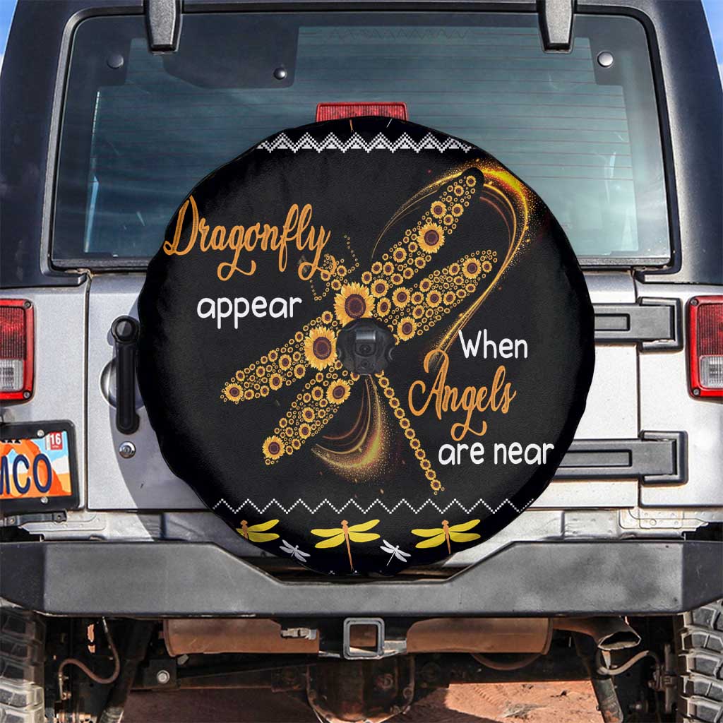 Dragonfly Sunflower Spare Tire Cover Dragonfly Appear When Angels Are Near - Wonder Print Shop