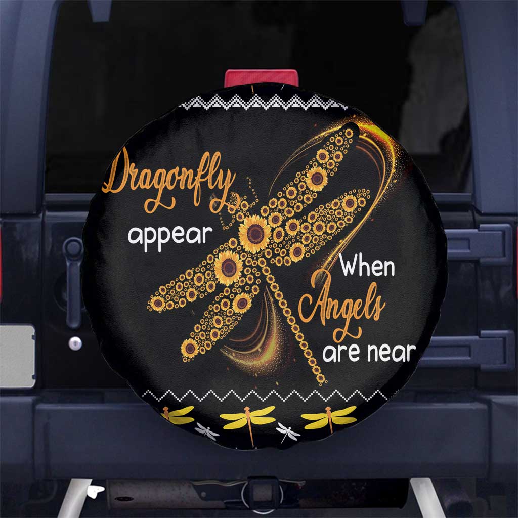 Dragonfly Sunflower Spare Tire Cover Dragonfly Appear When Angels Are Near - Wonder Print Shop