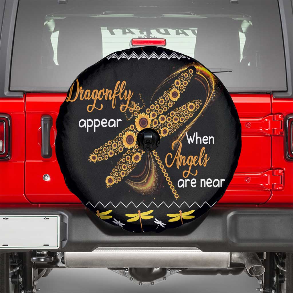 Dragonfly Sunflower Spare Tire Cover Dragonfly Appear When Angels Are Near - Wonder Print Shop