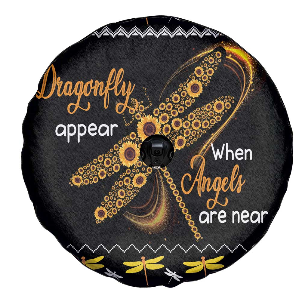 Dragonfly Sunflower Spare Tire Cover Dragonfly Appear When Angels Are Near - Wonder Print Shop