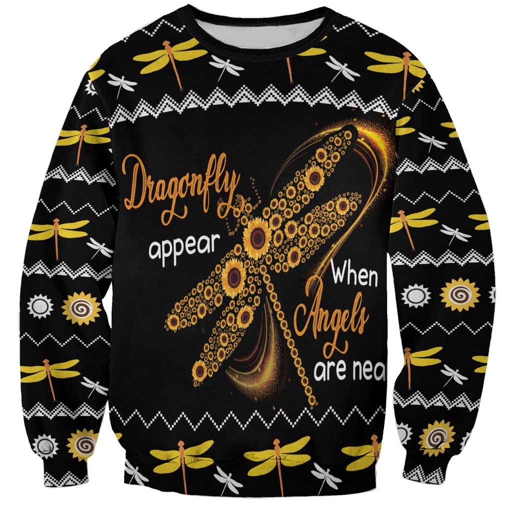 Dragonfly Sunflower Sweatshirt Dragonfly Appear When Angels Are Near - Wonder Print Shop