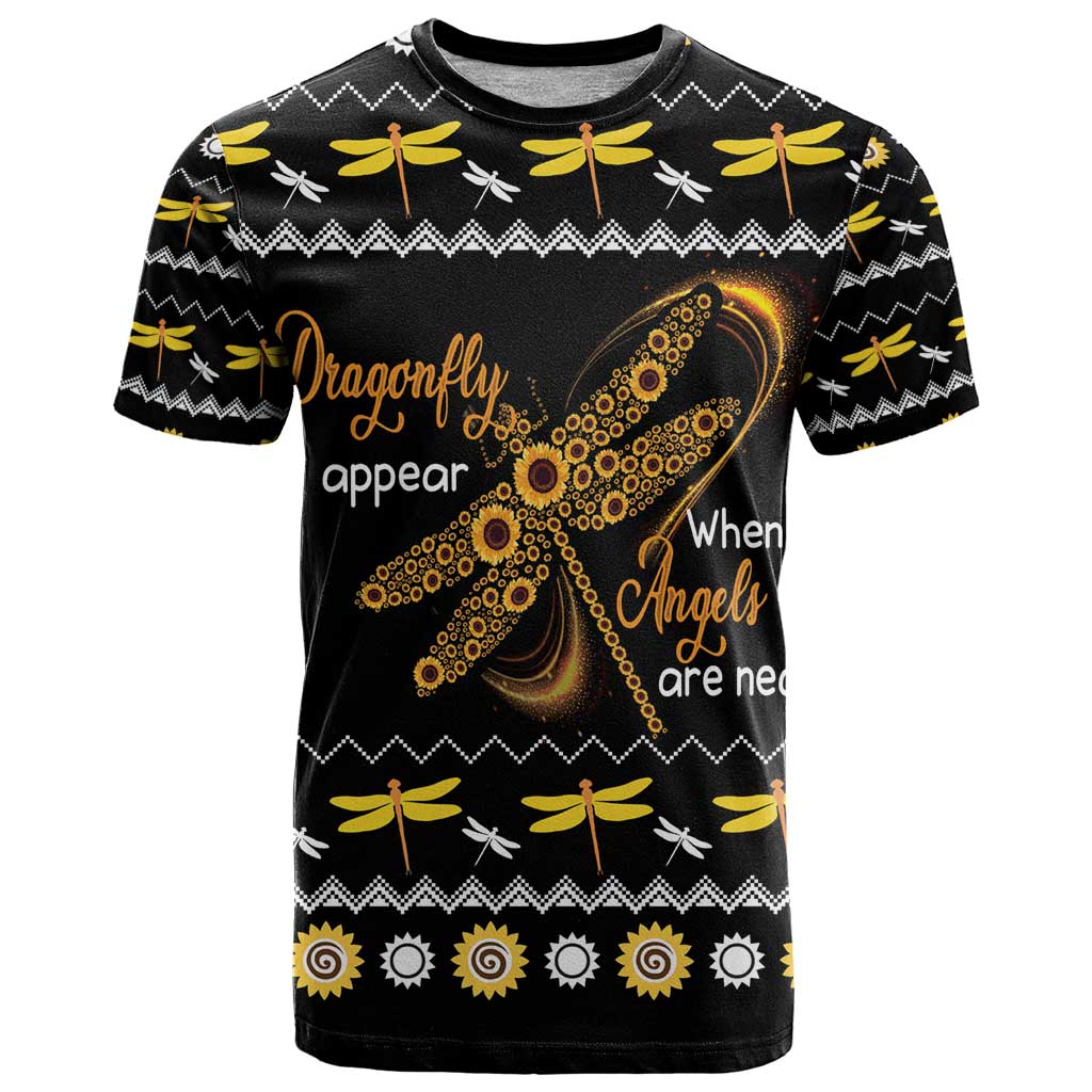 Dragonfly Sunflower T Shirt Dragonfly Appear When Angels Are Near - Wonder Print Shop