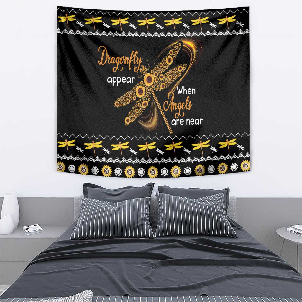 Dragonfly Sunflower Tapestry Dragonfly Appear When Angels Are Near - Wonder Print Shop
