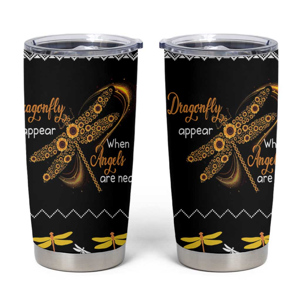 Dragonfly Sunflower Tumbler Cup Dragonfly Appear When Angels Are Near - Wonder Print Shop
