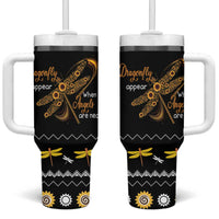 Dragonfly Sunflower Tumbler With Handle Dragonfly Appear When Angels Are Near - Wonder Print Shop