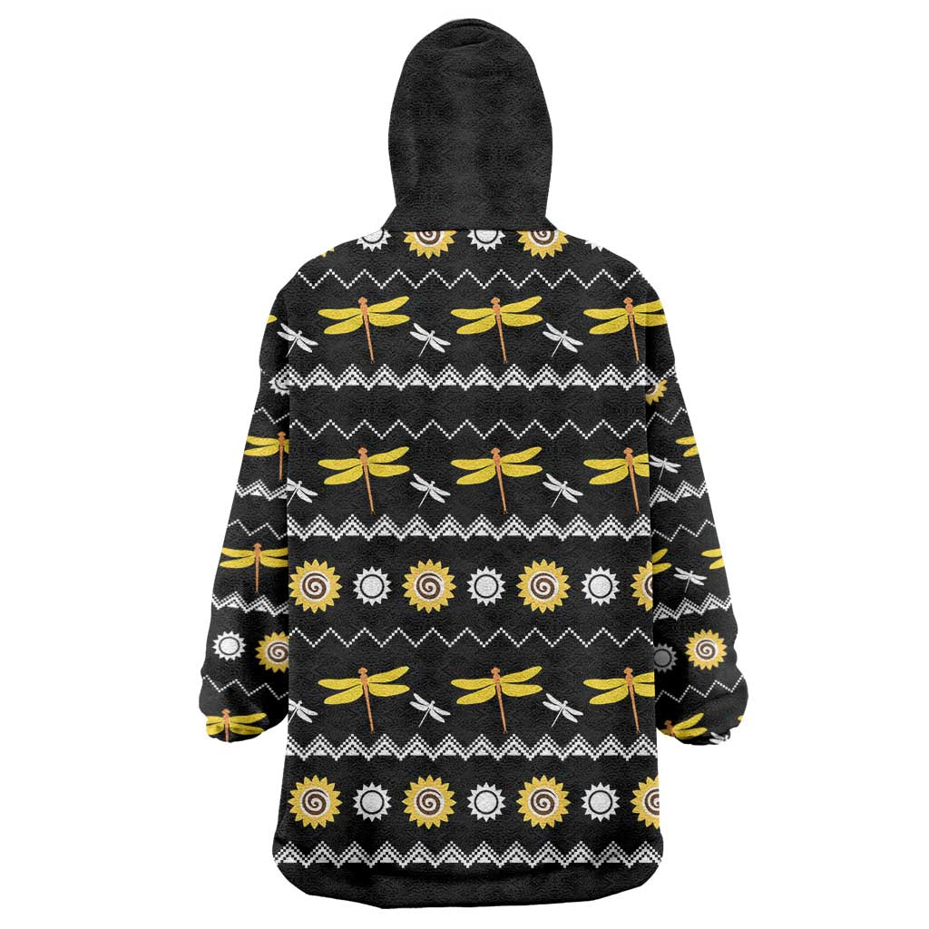 Dragonfly Sunflower Wearable Blanket Hoodie Dragonfly Appear When Angels Are Near - Wonder Print Shop