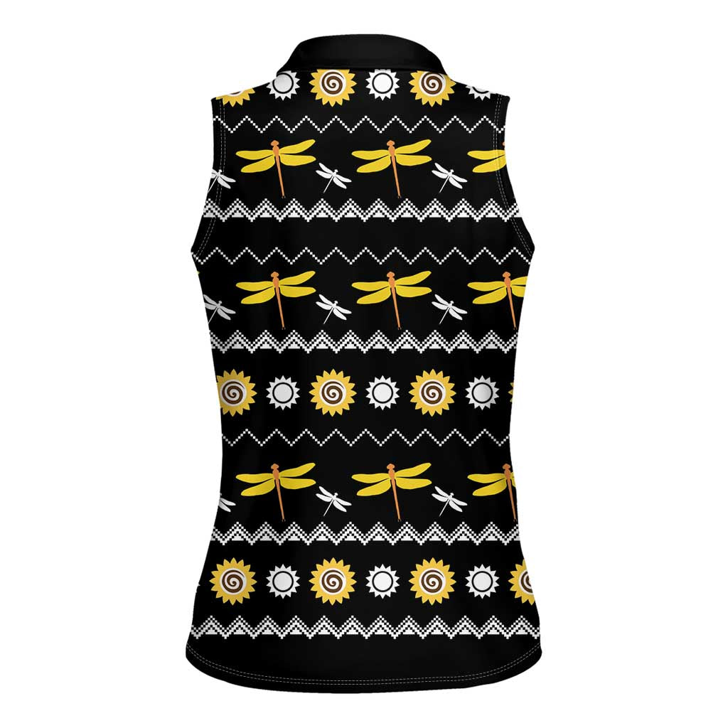 Dragonfly Sunflower Women Sleeveless Polo Shirt Dragonfly Appear When Angels Are Near - Wonder Print Shop