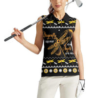 Dragonfly Sunflower Women Sleeveless Polo Shirt Dragonfly Appear When Angels Are Near - Wonder Print Shop