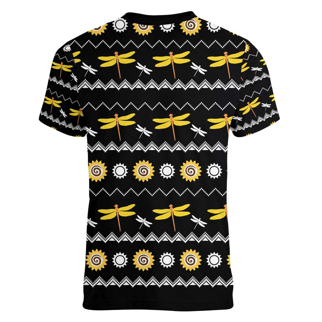 Dragonfly Sunflower Women V-Neck T-Shirt Dragonfly Appear When Angels Are Near - Wonder Print Shop