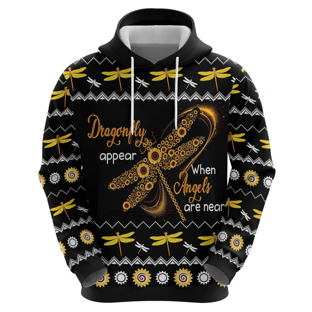 Dragonfly Sunflower Zip Hoodie Dragonfly Appear When Angels Are Near - Wonder Print Shop