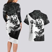 The Bear Tattoo Couples Matching Long Sleeve Bodycon Dress and Hawaiian Shirt Bear In Forest