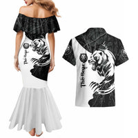 The Bear Tattoo Couples Matching Mermaid Dress and Hawaiian Shirt Bear In Forest