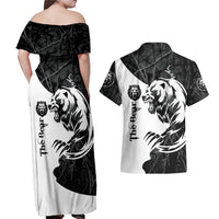 The Bear Tattoo Couples Matching Off Shoulder Maxi Dress and Hawaiian Shirt Bear In Forest