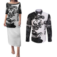 The Bear Tattoo Couples Matching Puletasi and Long Sleeve Button Shirt Bear In Forest