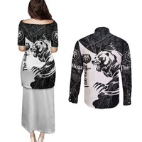 The Bear Tattoo Couples Matching Puletasi and Long Sleeve Button Shirt Bear In Forest
