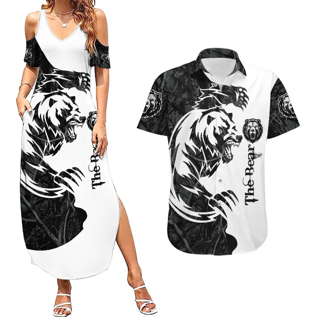 The Bear Tattoo Couples Matching Summer Maxi Dress and Hawaiian Shirt Bear In Forest