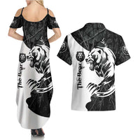 The Bear Tattoo Couples Matching Summer Maxi Dress and Hawaiian Shirt Bear In Forest