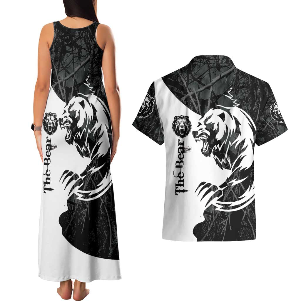 The Bear Tattoo Couples Matching Tank Maxi Dress and Hawaiian Shirt Bear In Forest