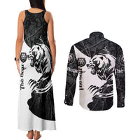 The Bear Tattoo Couples Matching Tank Maxi Dress and Long Sleeve Button Shirt Bear In Forest