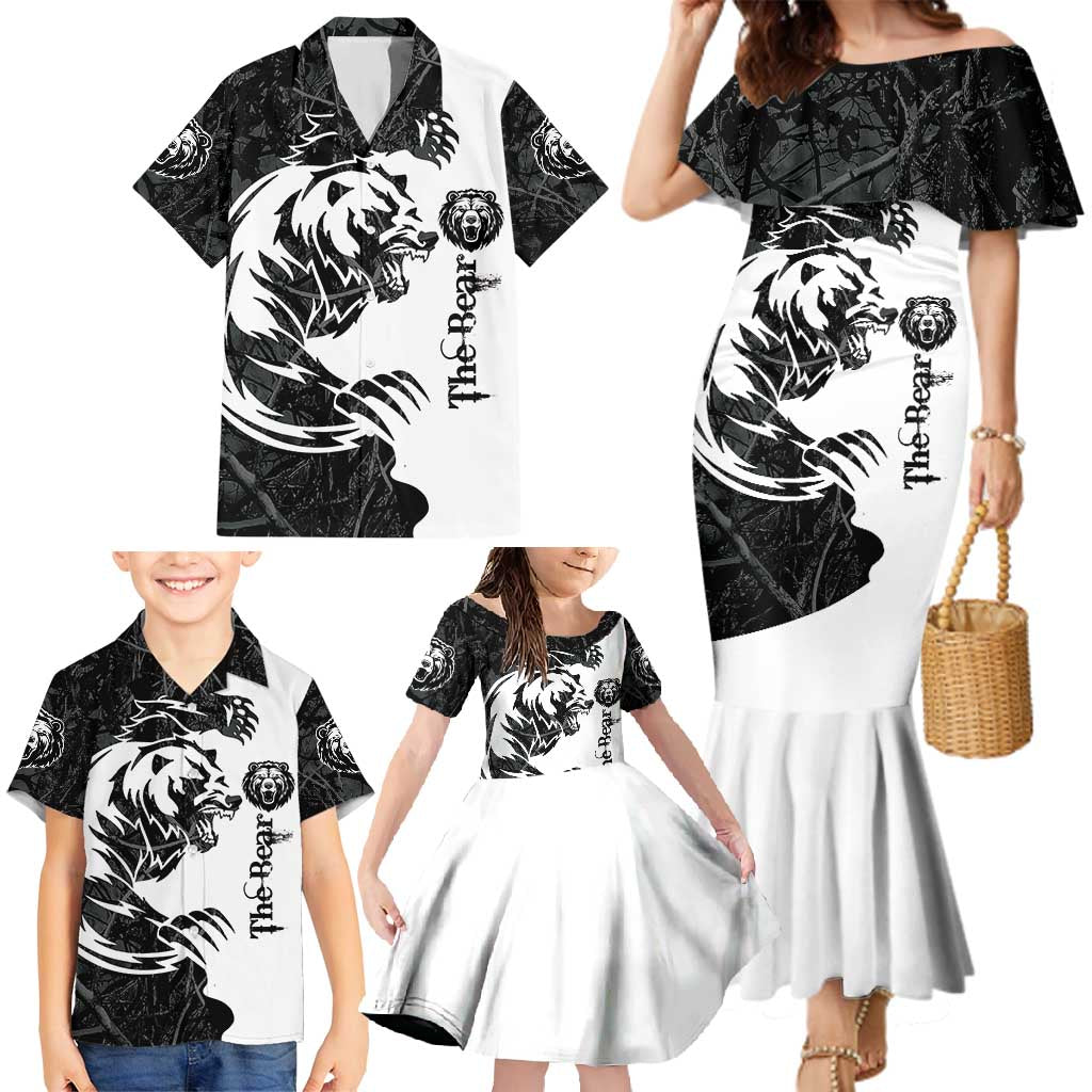 The Bear Tattoo Family Matching Mermaid Dress and Hawaiian Shirt Bear In Forest