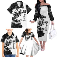 The Bear Tattoo Family Matching Off The Shoulder Long Sleeve Dress and Hawaiian Shirt Bear In Forest