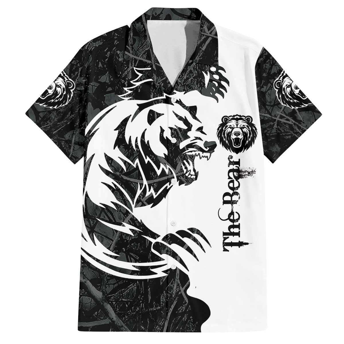 The Bear Tattoo Family Matching Off The Shoulder Long Sleeve Dress and Hawaiian Shirt Bear In Forest