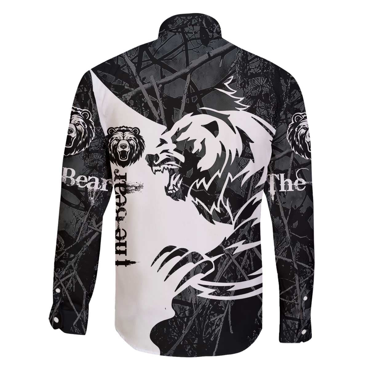 The Bear Tattoo Family Matching Off The Shoulder Long Sleeve Dress and Hawaiian Shirt Bear In Forest