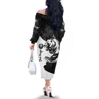 The Bear Tattoo Family Matching Off The Shoulder Long Sleeve Dress and Hawaiian Shirt Bear In Forest